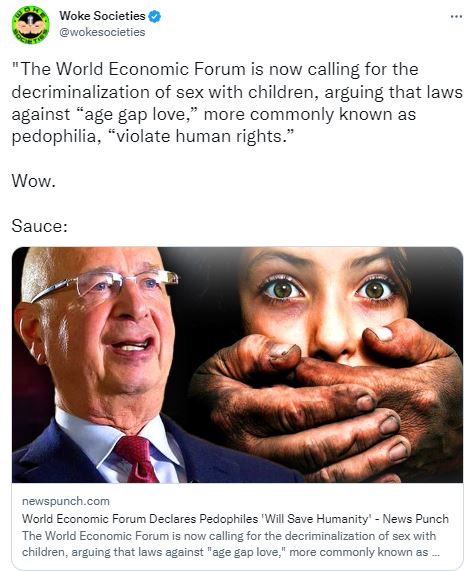求真/世界经济论坛否认发表呼吁将与儿童的性行为合法化